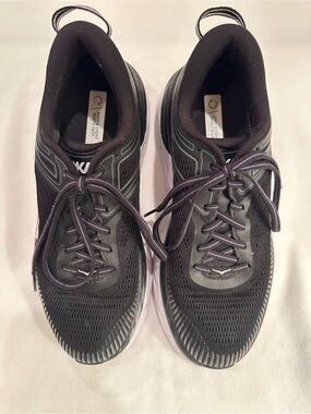 Women’s Hoka Bondi 7  Black and White Running Shoes